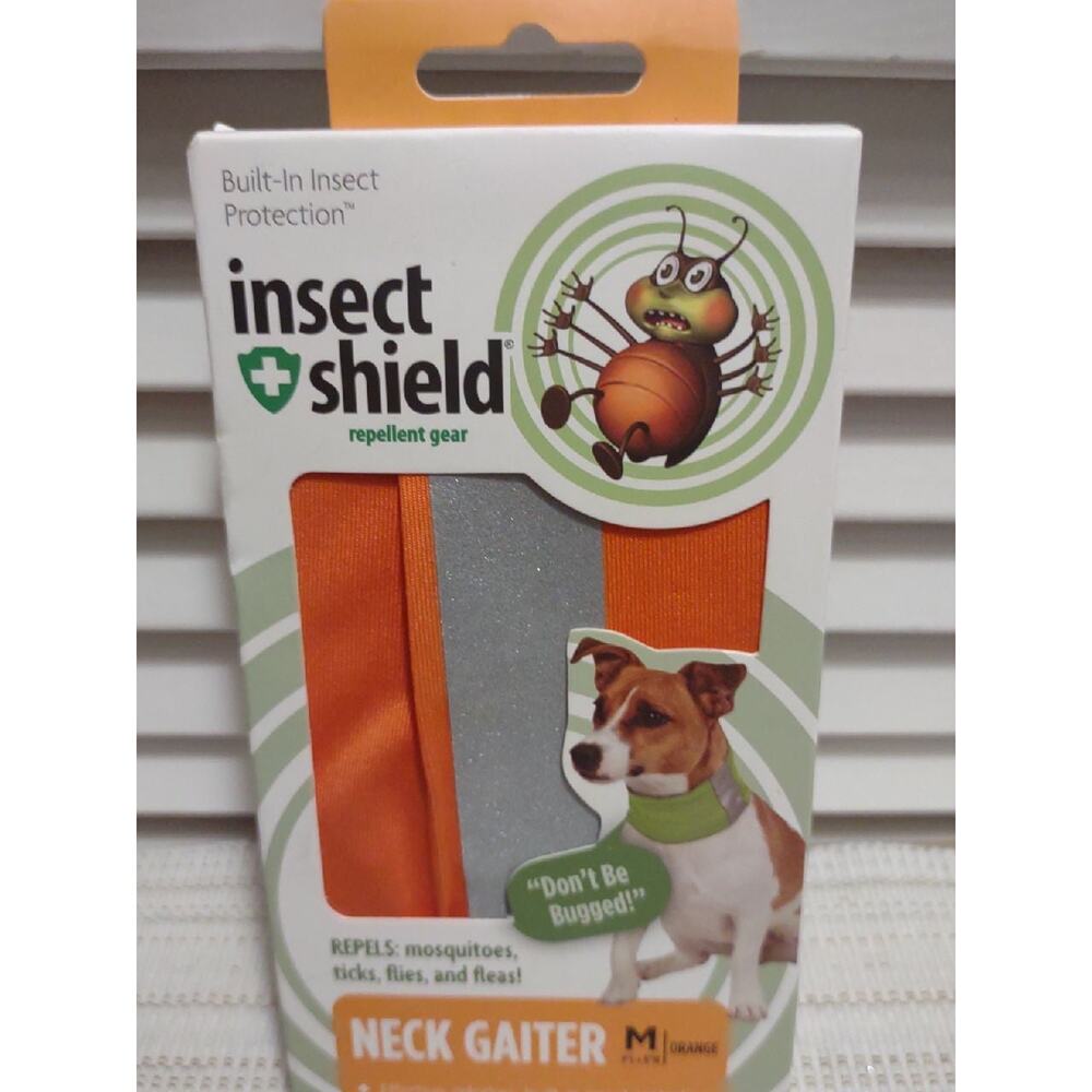 Insect Shield insect repellant dog orange neck gaiter size M 16"-20" neck